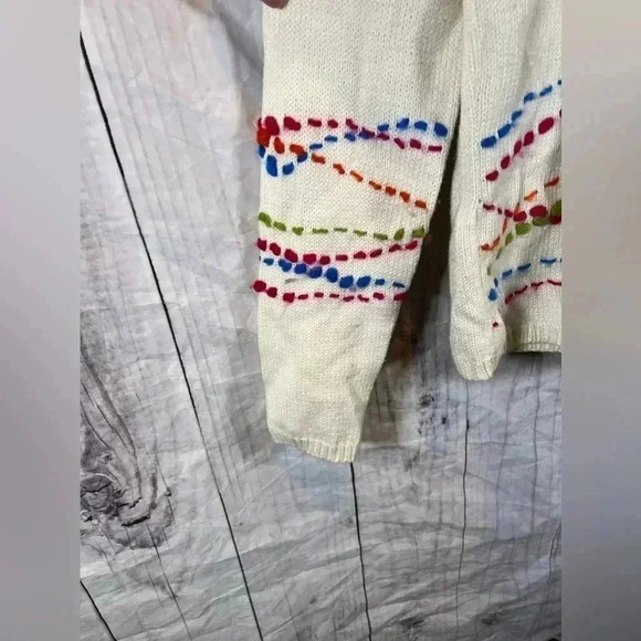 Liz Claiborne Vintage Handknit Long Sleev Crewneck Multicolored Sweater - Picture 7 of 9